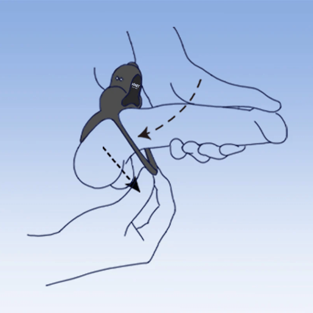 Honey Play Box Anello App-Controlled Vibrating Cock ring - instructions for use illustration on a blue background