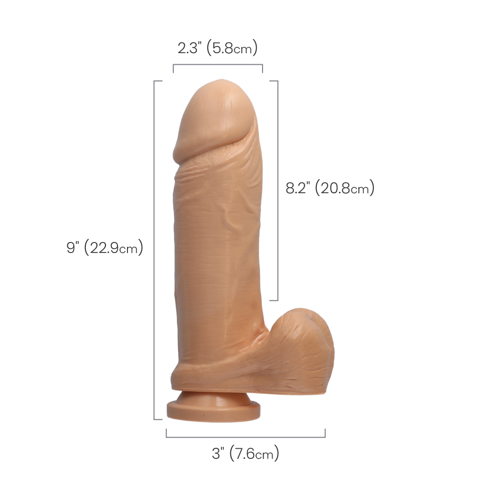 BIG BOY W/ BALLS & SUCTION CUP - FLESH - 9"
