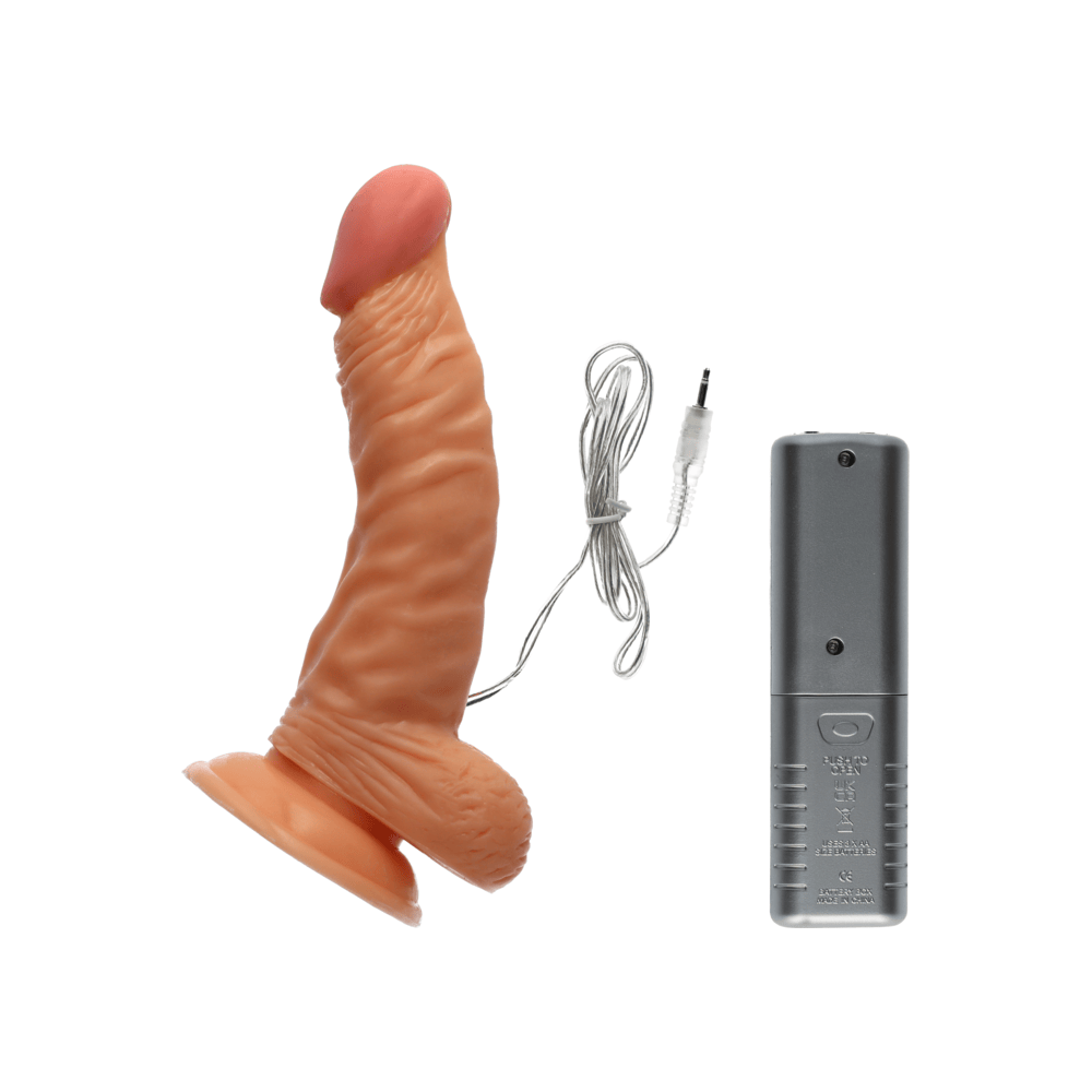 VIBRATING DONG W/ BALLS - FLESH - 7"