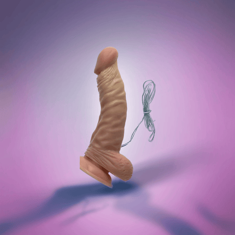 VIBRATING DONG W/ BALLS - FLESH - 7"