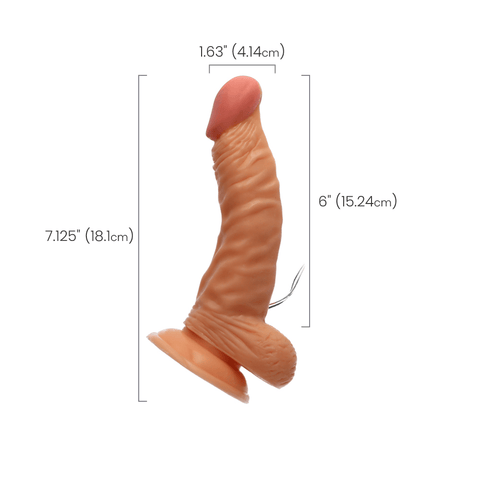 VIBRATING DONG W/ BALLS - FLESH - 7"