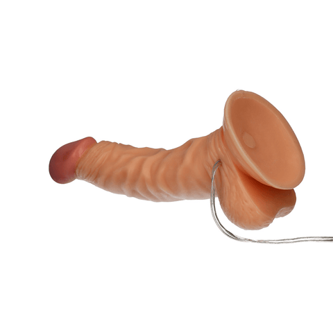 VIBRATING DONG W/ BALLS - FLESH - 7"