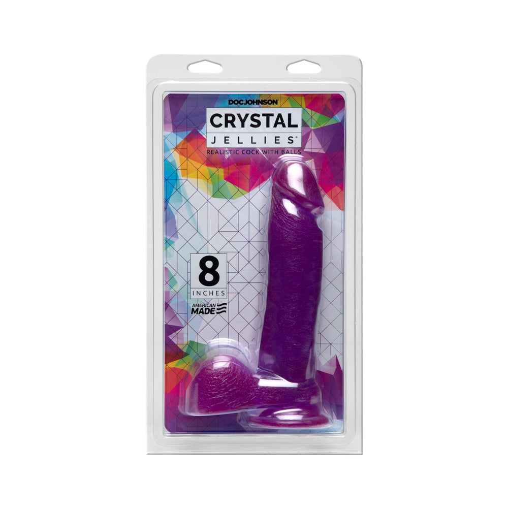 8\" REALISTIC COCK WITH BALLS - PURPLE