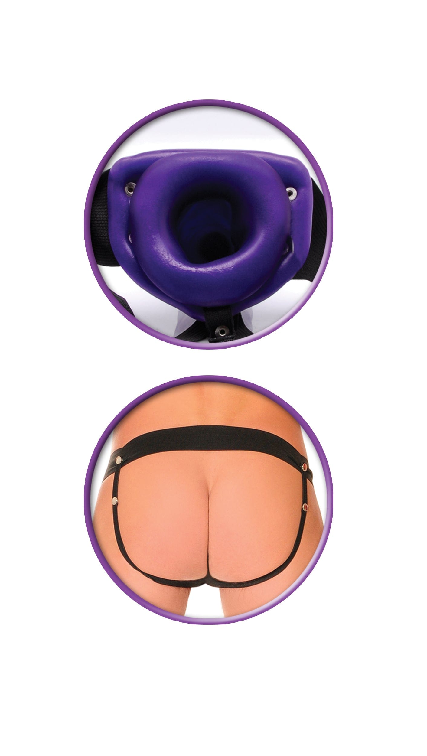 VIBRATING HOLLOW STRAP-ON - PURPLE - 6"