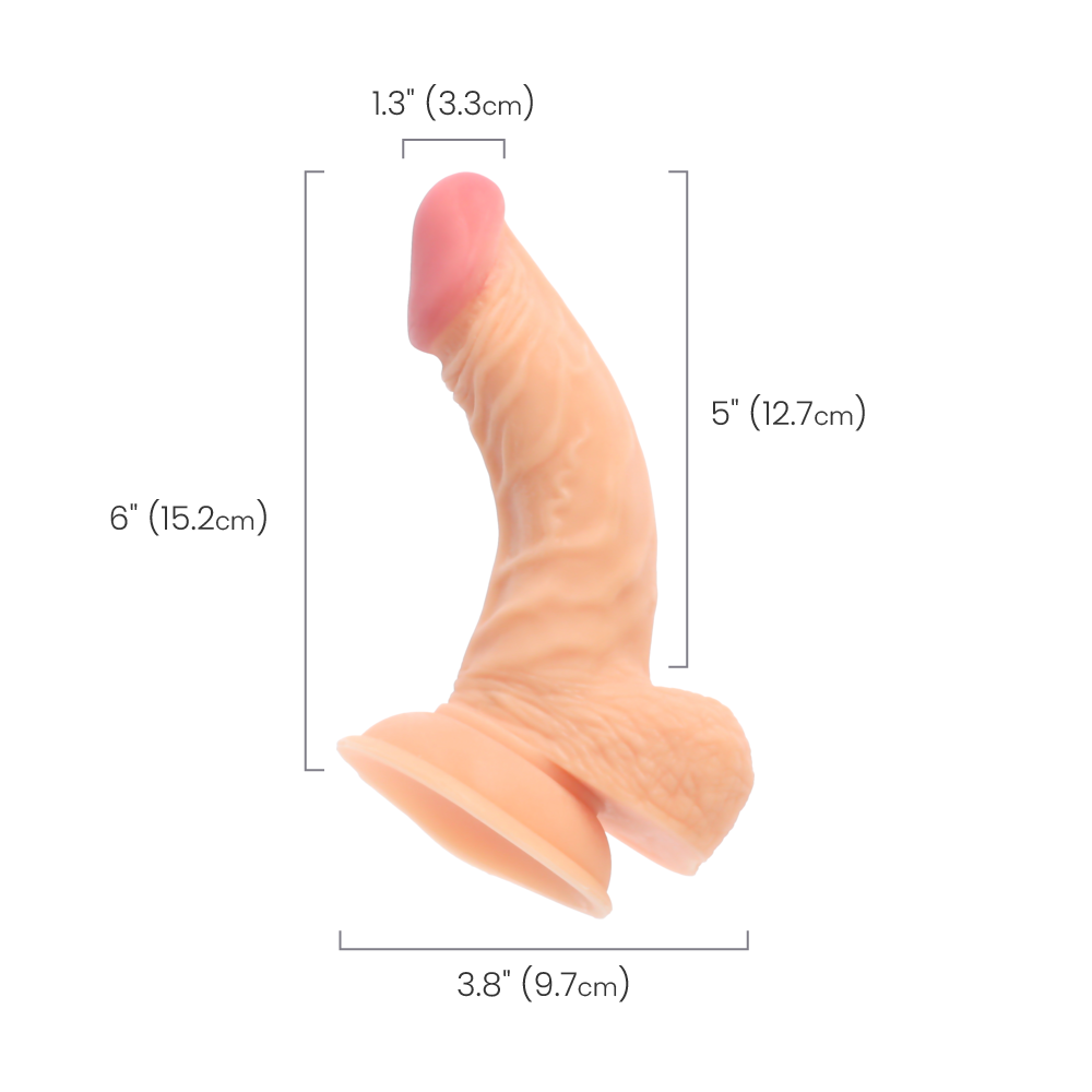 DONG W/ BALLS & SUCTION CUP - FLESH - 5"