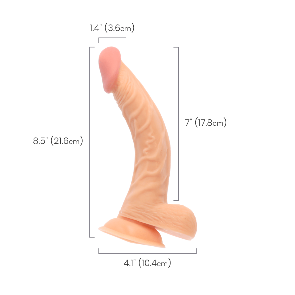 DONG W/ BALLS & SUCTION CUP - FLESH - 8"