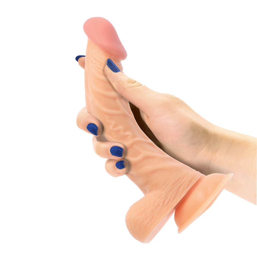 DONG W/ BALLS & SUCTION CUP - FLESH - 8"