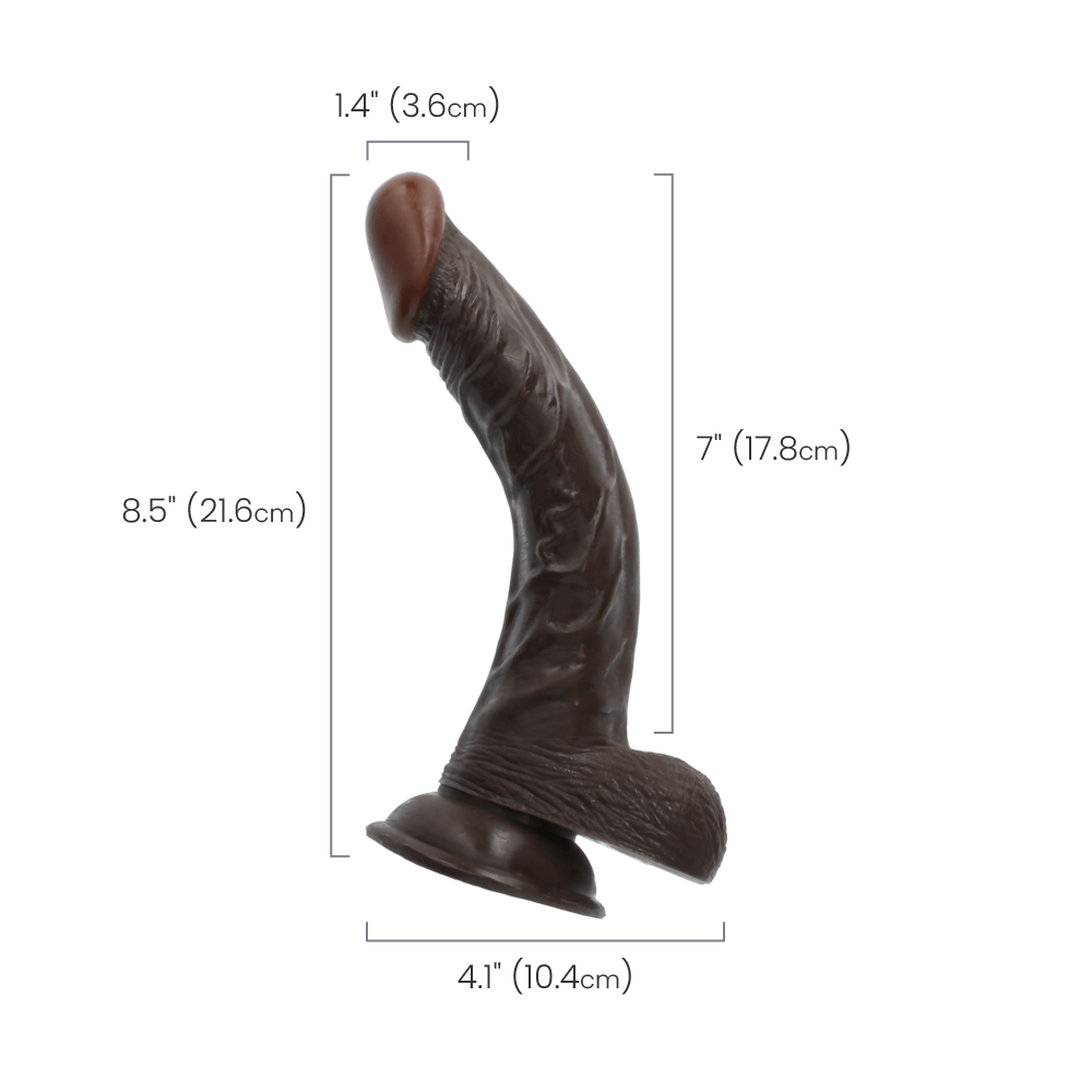 DONG W/ BALLS & SUCTION CUP - BROWN - 8"