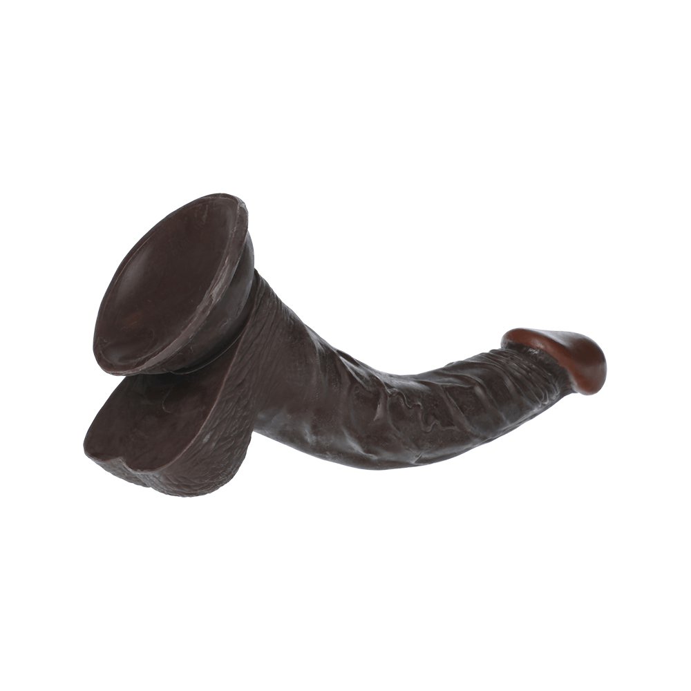 DONG W/ BALLS & SUCTION CUP - BROWN - 8"
