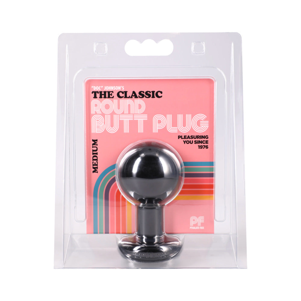 ROUND BUTT PLUG - BLACK - MEDIUM