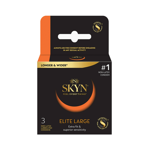 Skyn Elite Large Condoms 3pk packaging (front)