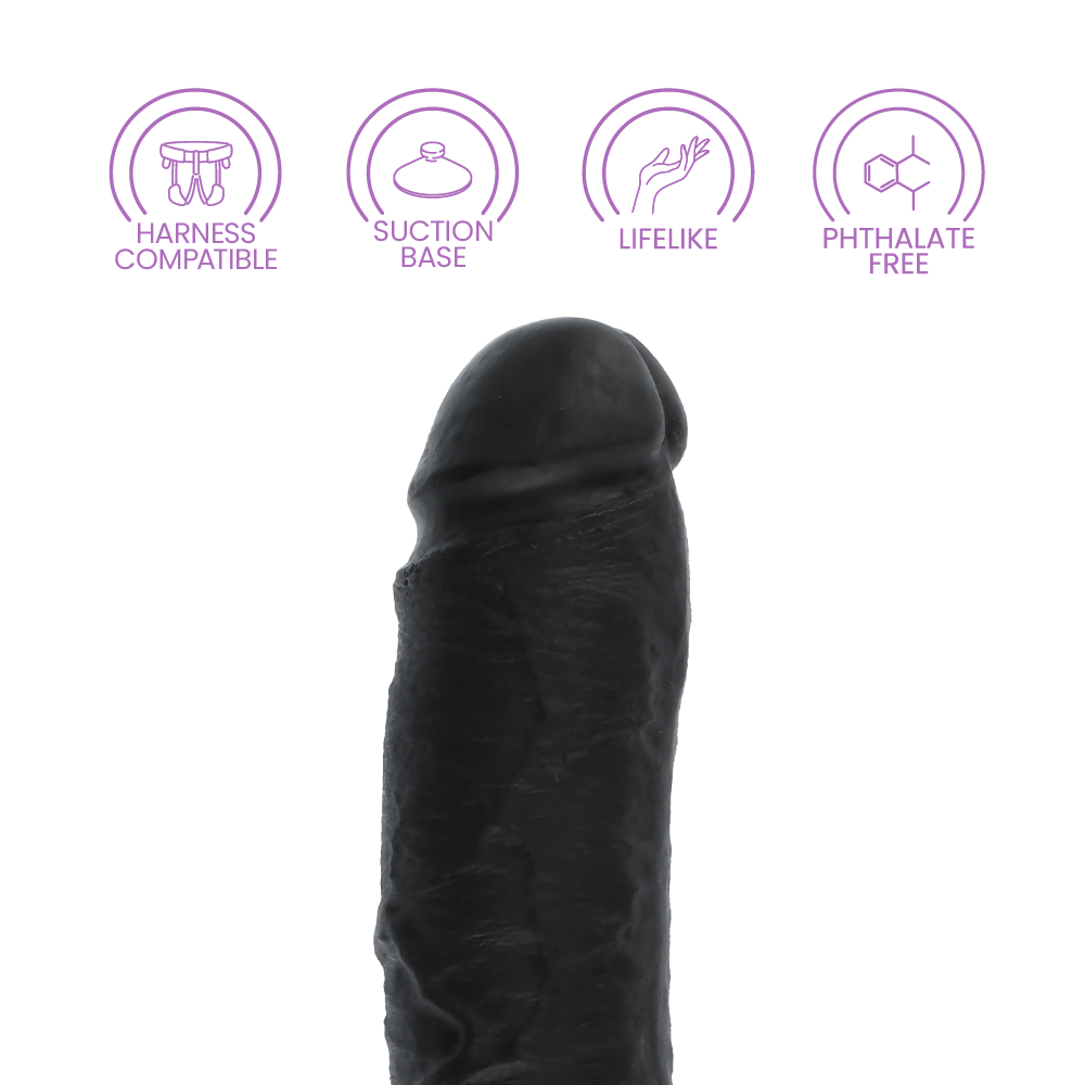 8" COCK W/ BALLS - BLACK