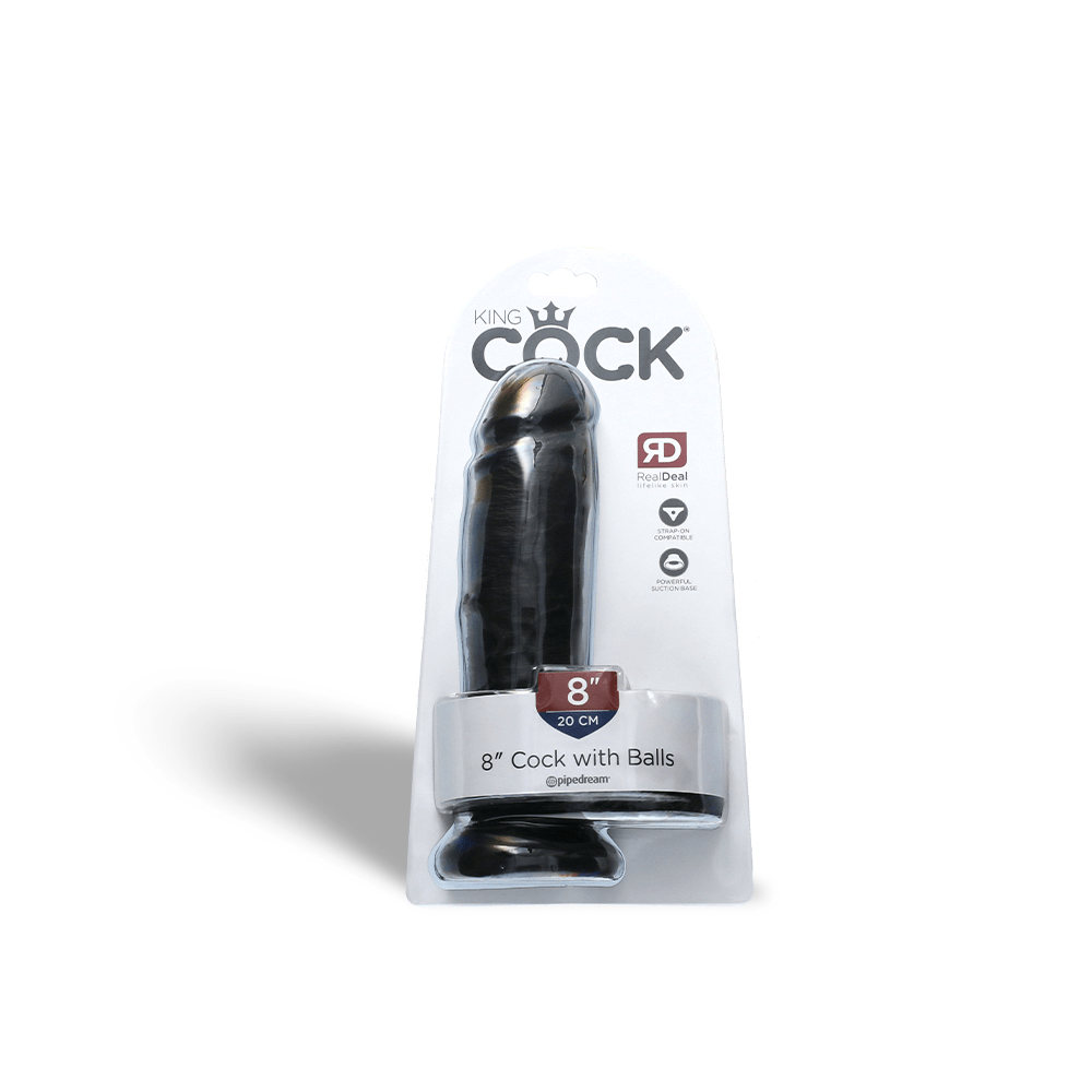 8" COCK W/ BALLS - BLACK