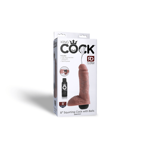 8" SQUIRTING COCK W/BALLS - LIGHT
