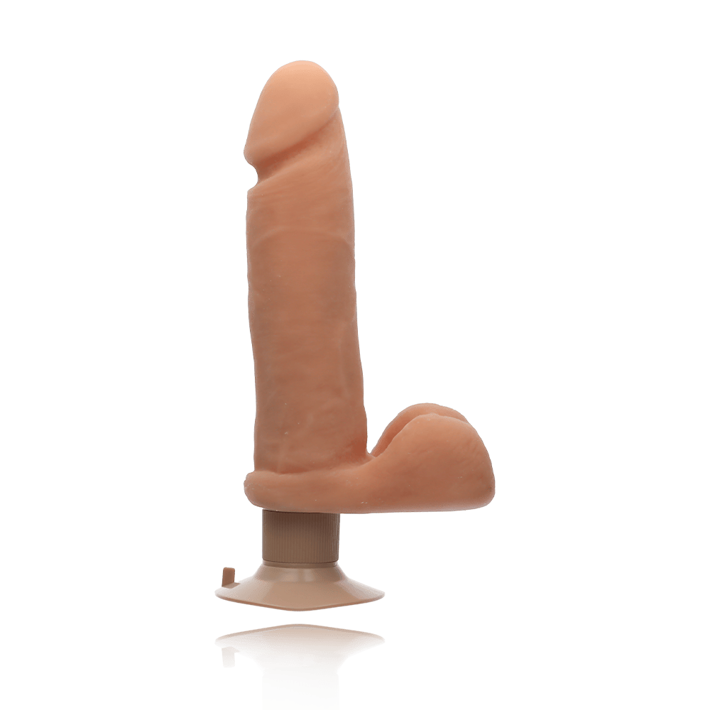 8" VIBRATING COCK W/ BALLS - VANILLA