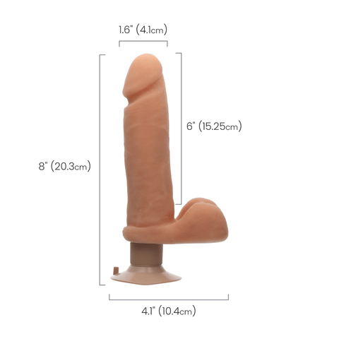 8" VIBRATING COCK W/ BALLS - VANILLA