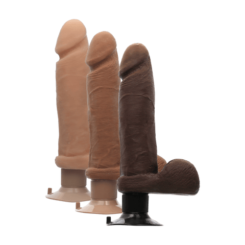 8" VIBRATING COCK W/ BALLS - VANILLA