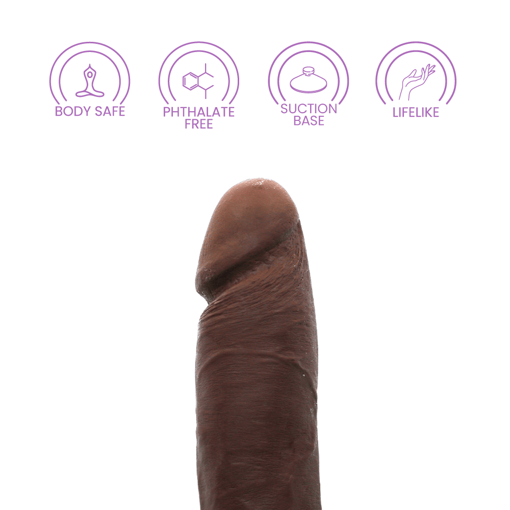 8" VIBRATING COCK W/ BALLS - CHOCOLATE