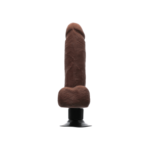 8" VIBRATING COCK W/ BALLS - CHOCOLATE