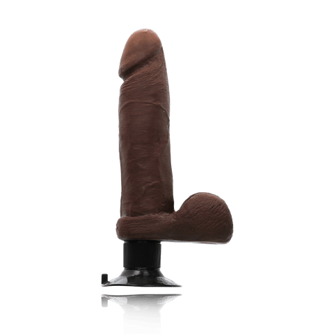 8" VIBRATING COCK W/ BALLS - CHOCOLATE