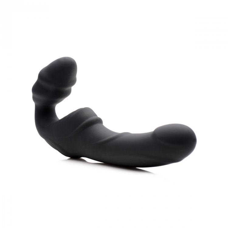 SLIM RIDER RIBBED VIBRATING STRAPLESS STRAP ON