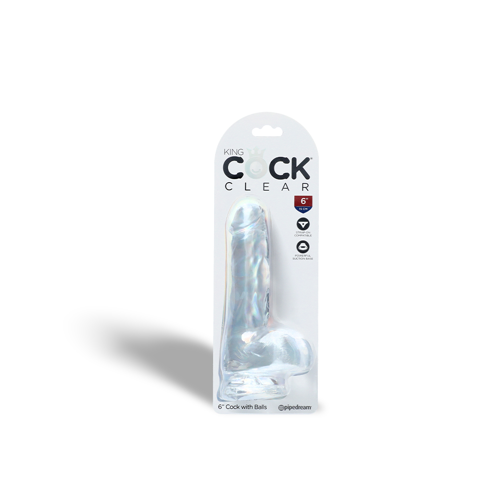 6" COCK W/ BALLS - CLEAR
