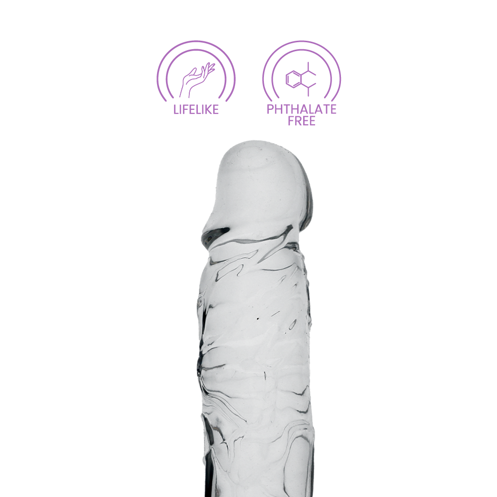 8" COCK W/ BALLS - CLEAR