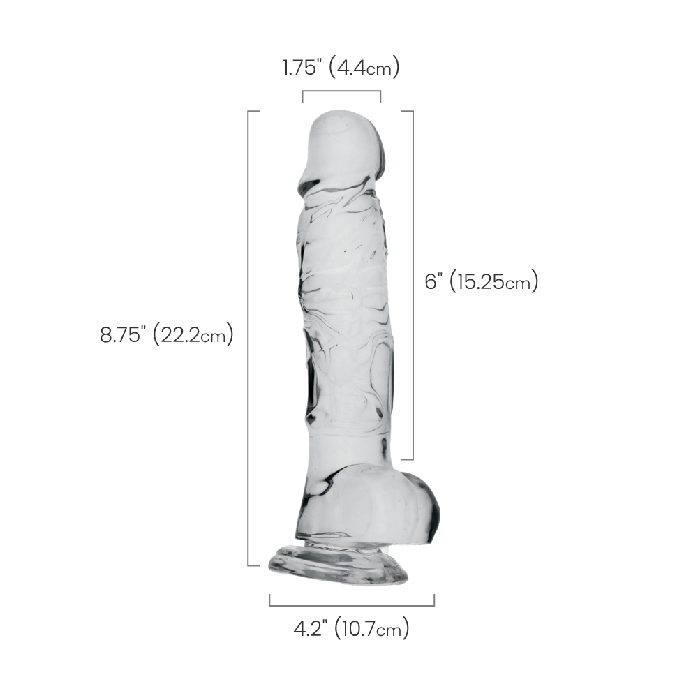 8" COCK W/ BALLS - CLEAR