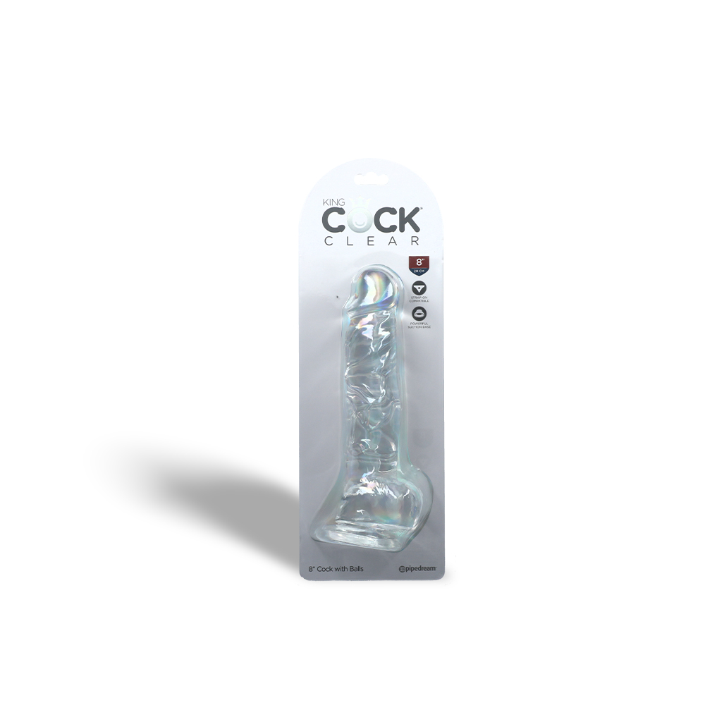 8" COCK W/ BALLS - CLEAR