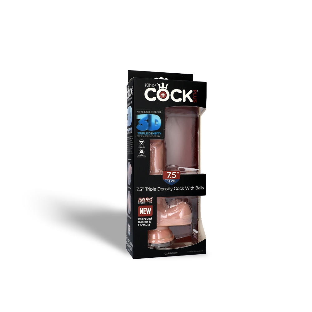 TRIPLE DENSITY 7.5" COCK W/BALLS - LIGHT