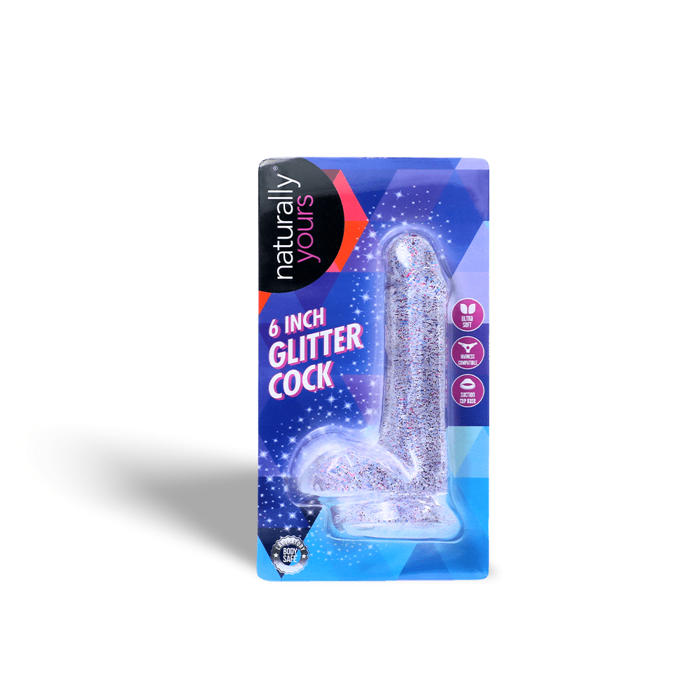 6" GLITTER COCK - SPARKLING CLEAR