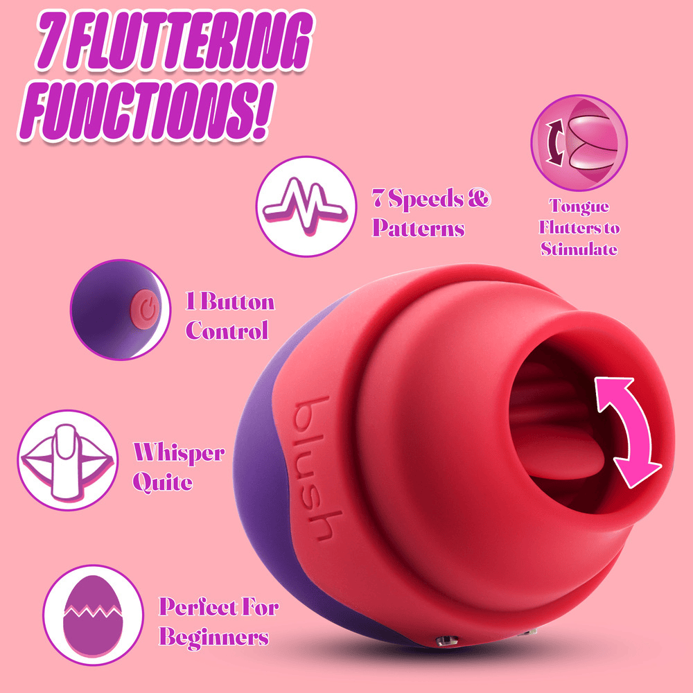 Blush Aria Flutter Tongue (purple) egg vibrator features and key selling points