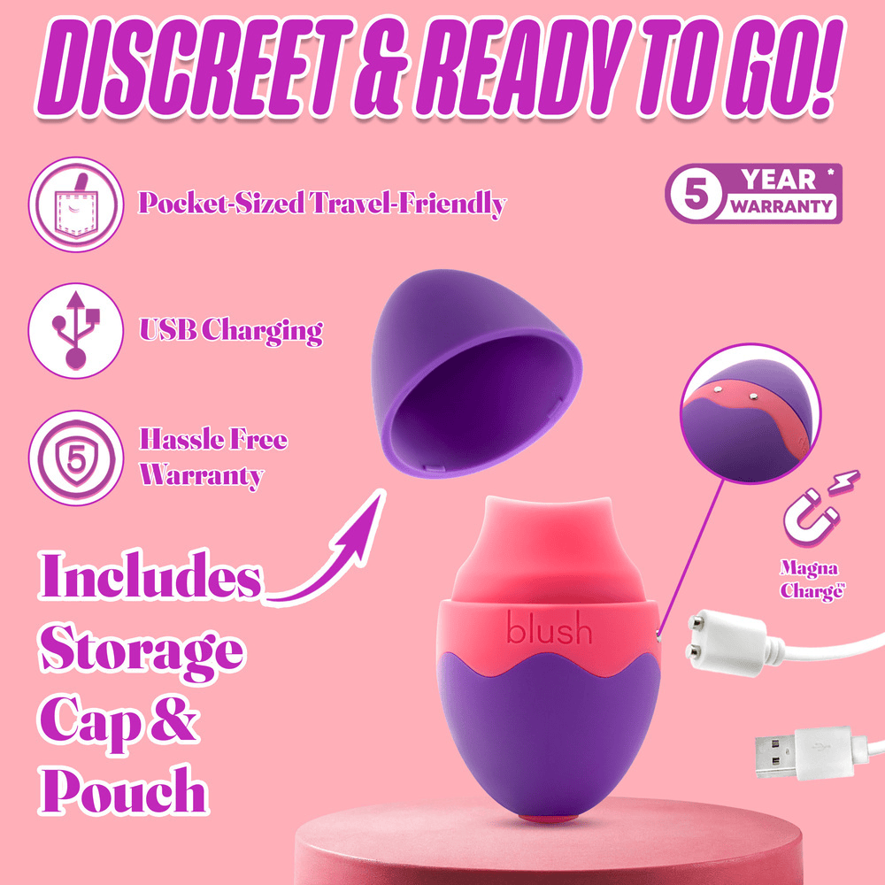 Blush Aria Flutter Tongue (purple) egg vibrator features and key selling points
