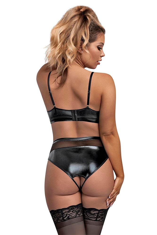 BRALETTE & HIGH WAISTED PANTY SET - BLACK - L/XL