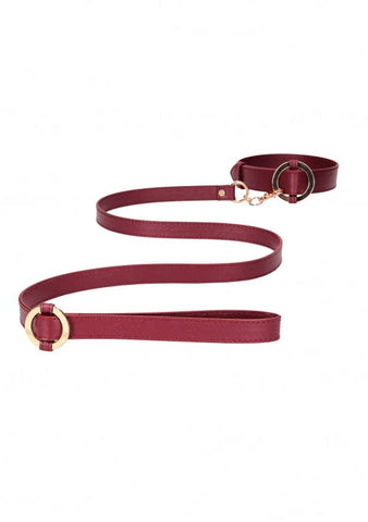 COLLAR W/ LEASH - BURGUNDY