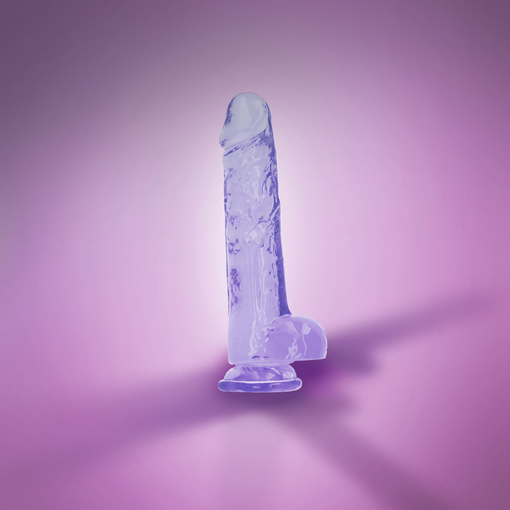 8" REALISTIC DILDO W/ BALLS - PURPLE