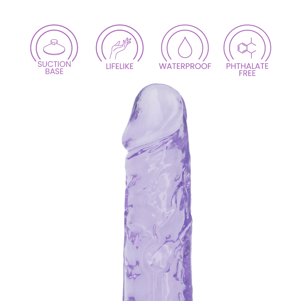 8" REALISTIC DILDO W/ BALLS - PURPLE