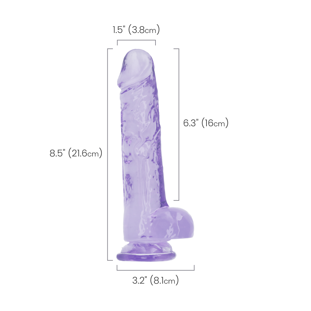 8" REALISTIC DILDO W/ BALLS - PURPLE