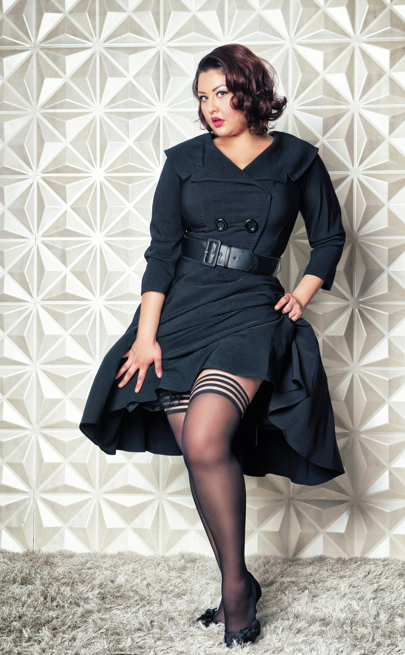 Kix'ies Lois Black With Backseam Thigh High