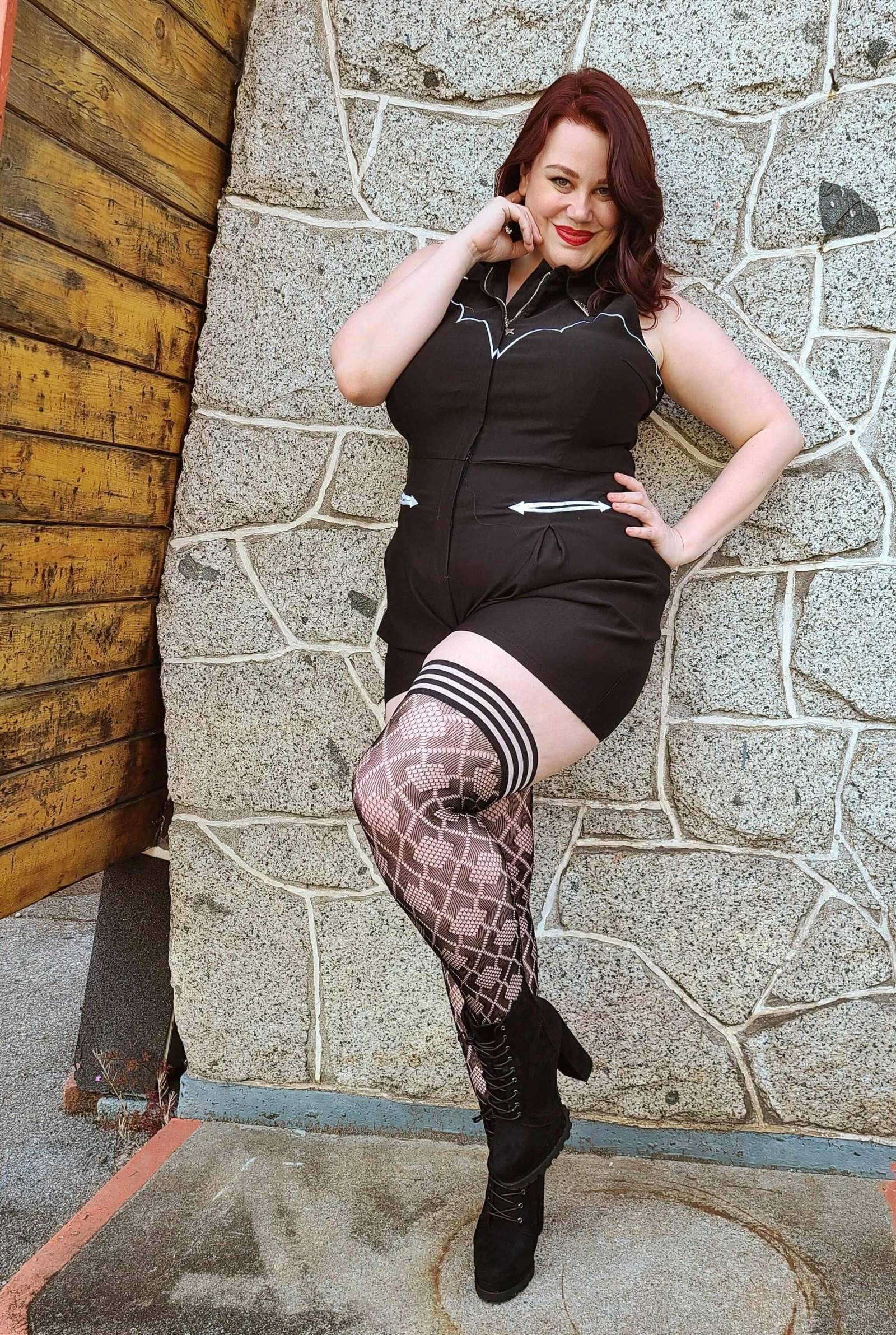 Kix'ies Elle Black Diamond Thigh High