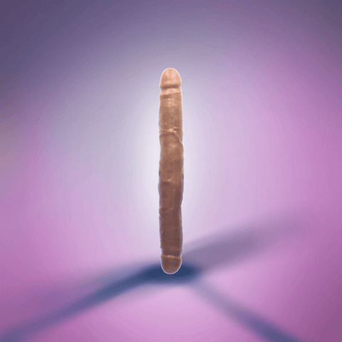 12" SLIM DOUBLE DILDO - TAN