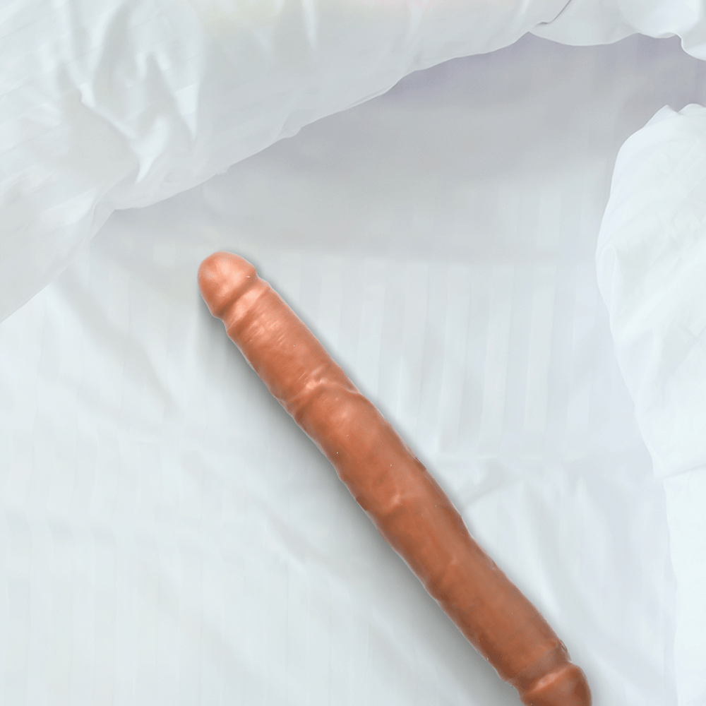 12" SLIM DOUBLE DILDO - TAN