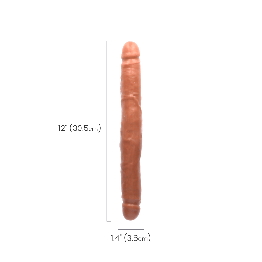 12" SLIM DOUBLE DILDO - TAN