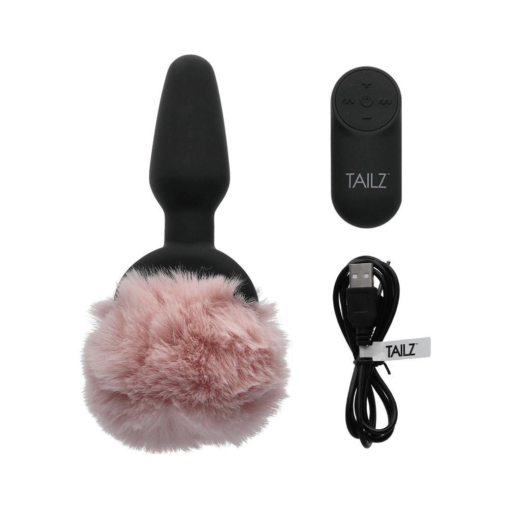 VIBRATING BUNNY TAIL W/ REMOTE - PINK