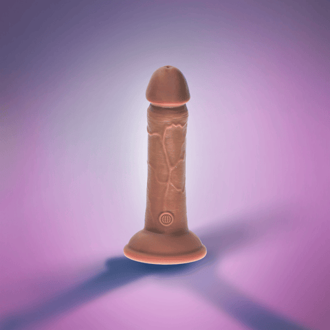 6" DUAL DENSITY VIBRATING SILICONE COCK - TAN