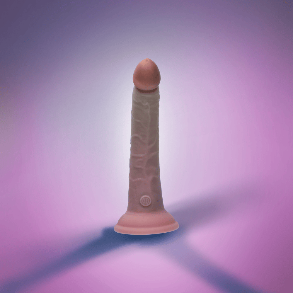 7" DUAL DENSITY VIBRATING SILICONE COCK - LIGHT