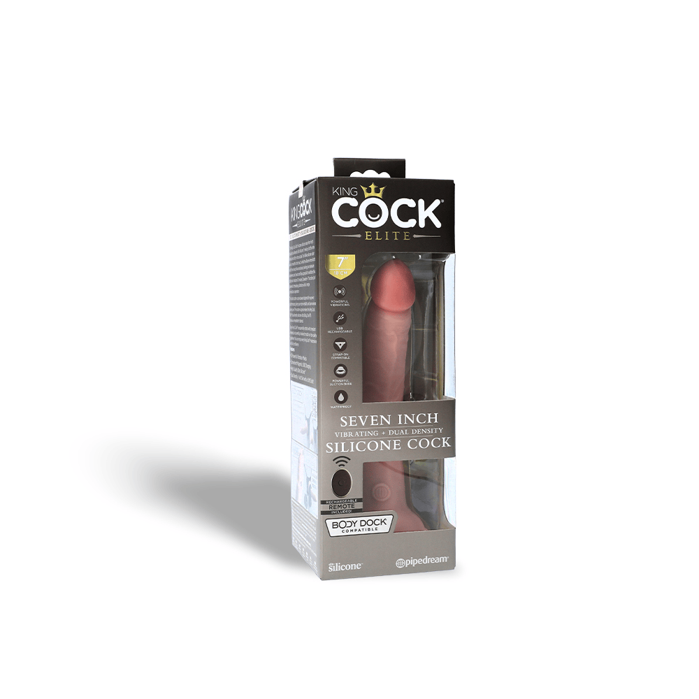 7" DUAL DENSITY VIBRATING SILICONE COCK - LIGHT