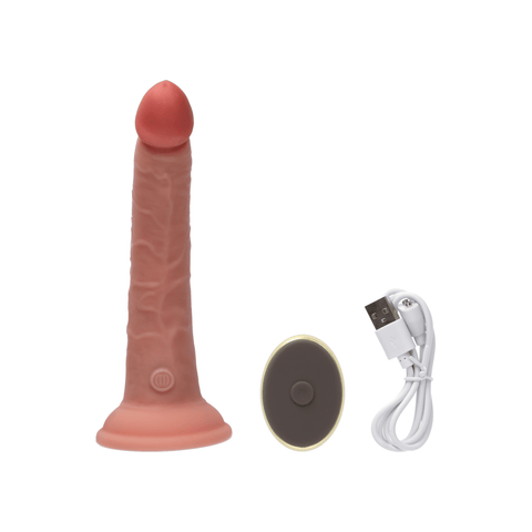 7" DUAL DENSITY VIBRATING SILICONE COCK - LIGHT