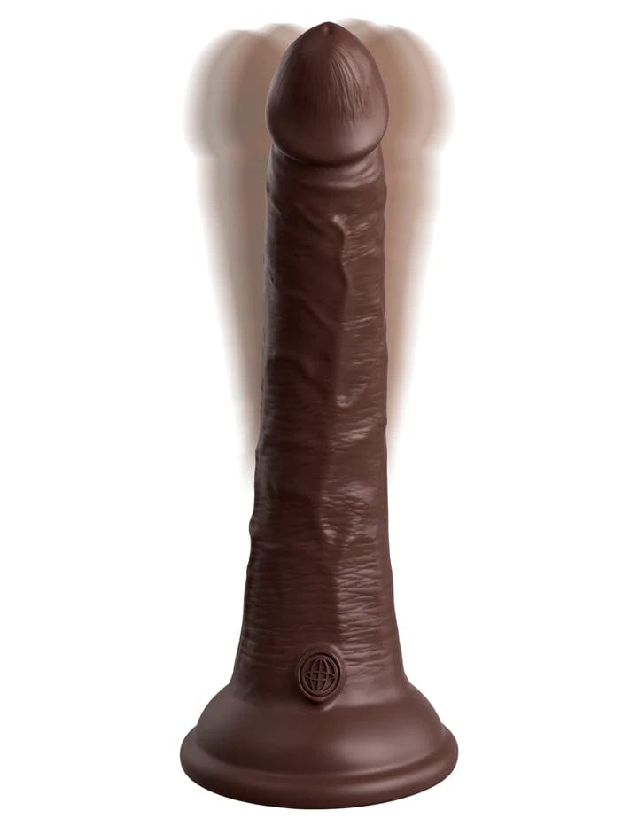 7" DUAL DENSITY VIBRATING SILICONE COCK - BROWN