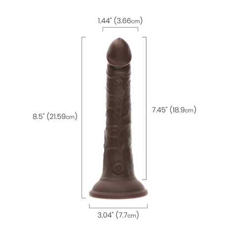 7" DUAL DENSITY VIBRATING SILICONE COCK - BROWN